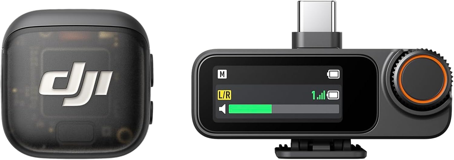DJI Mic 3 (1 Sender + 1 Empfänger), drahtloses Lavalier-Mikrofon für iPhone/Kamera/Android
