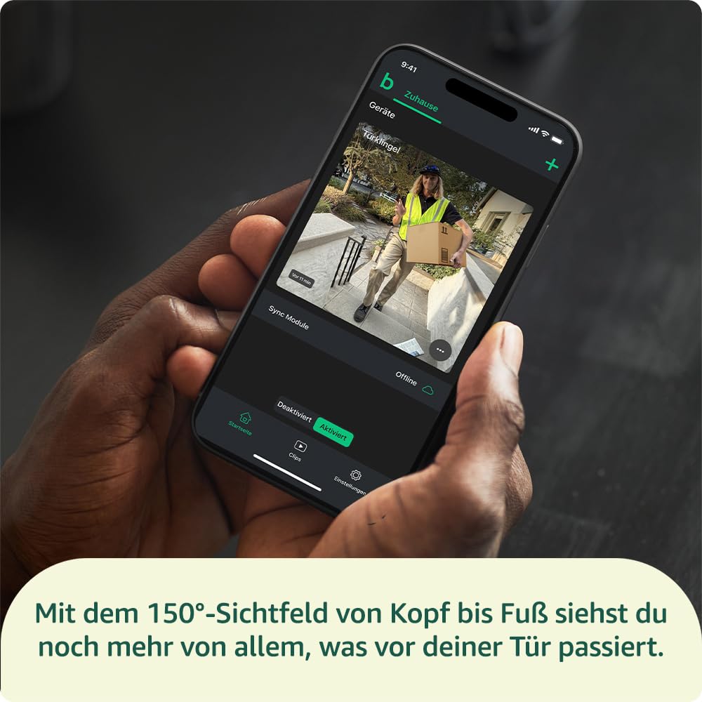 Blink Videotürklingel | Einzelgerät | 2 Jahre Batterielaufzeit, Erforderliches Sync-Modul nicht enthalten – Schwarz