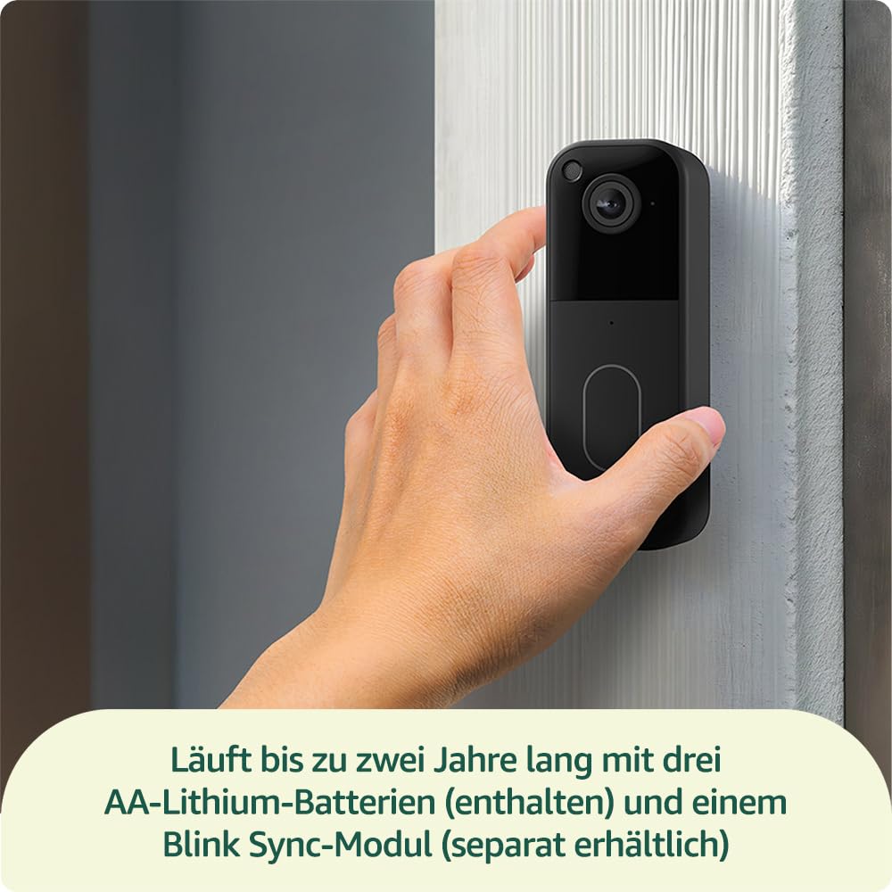 Blink Videotürklingel | Einzelgerät | 2 Jahre Batterielaufzeit, Erforderliches Sync-Modul nicht enthalten – Schwarz