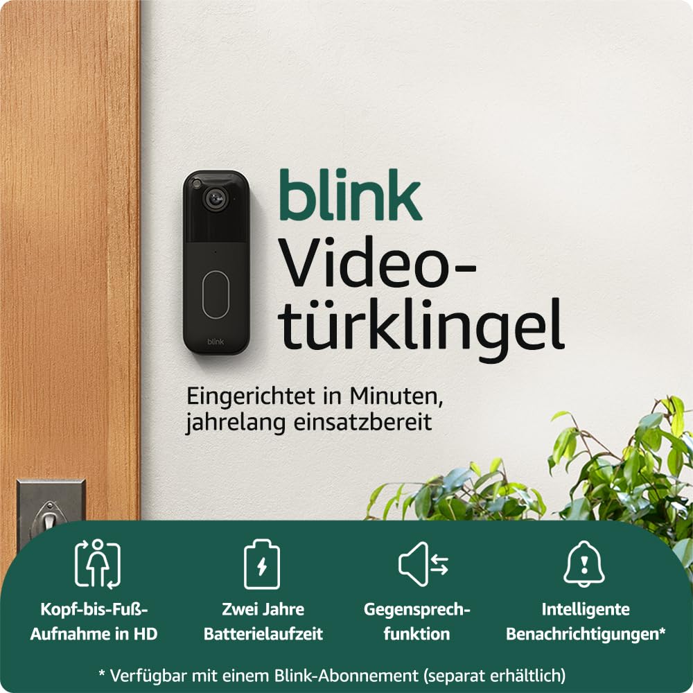 Blink Videotürklingel | Einzelgerät | 2 Jahre Batterielaufzeit, Erforderliches Sync-Modul nicht enthalten – Schwarz