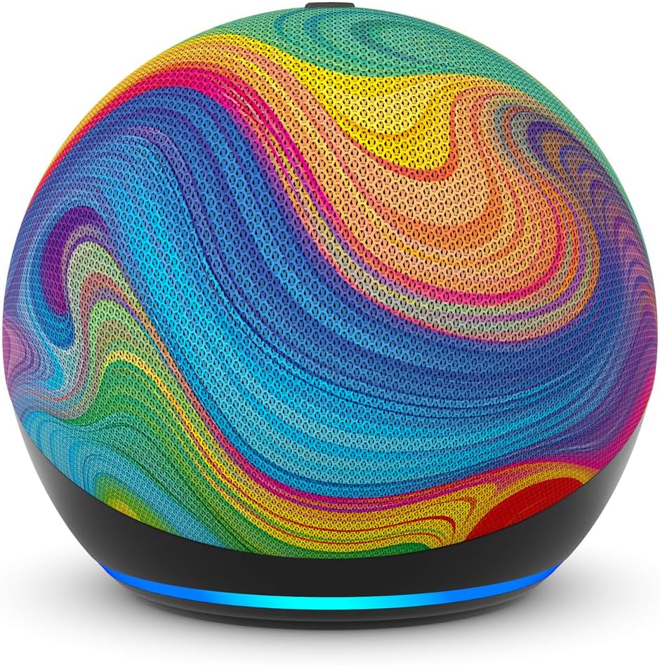 Echo Dot Kids (Neueste Generation) | Smarter WLAN- und Bluetooth-Lautsprecher Regenbogenwirbel, mit Alexa+ Early Access