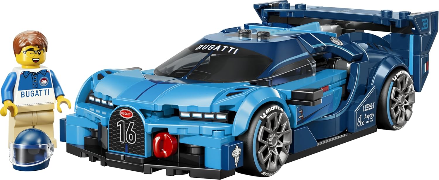 LEGO Speed Champions Bugatti Vision Gran Turismo Hypersportwagen - Modellbau mit sammelbarer Fahrer Minifigur - 77253