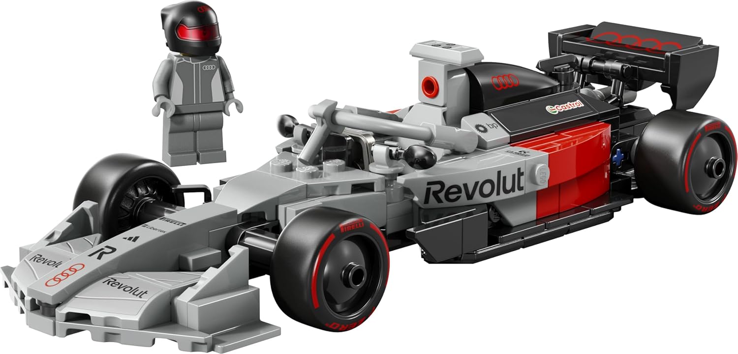 LEGO Speed Champions Audi Revolut F1 Team R26 Rennwagen Spielzeug - Modellbauset mit sammelbarer Rennfahrer Minifigur - 77259