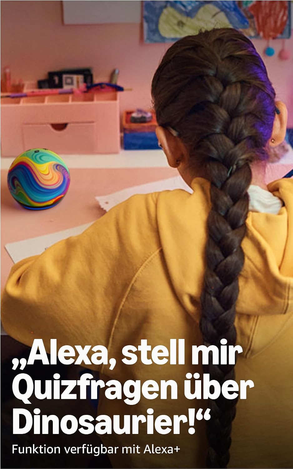 Echo Dot Kids (Neueste Generation) | Smarter WLAN- und Bluetooth-Lautsprecher Regenbogenwirbel, mit Alexa+ Early Access