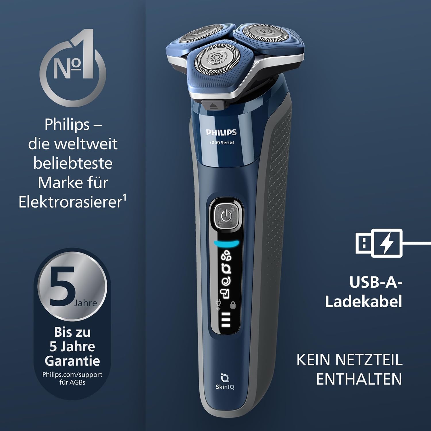 PHILIPS Shaver Series 7000 – Elektrischer Rasierer für Herren, Nass- und Trockenrasierer