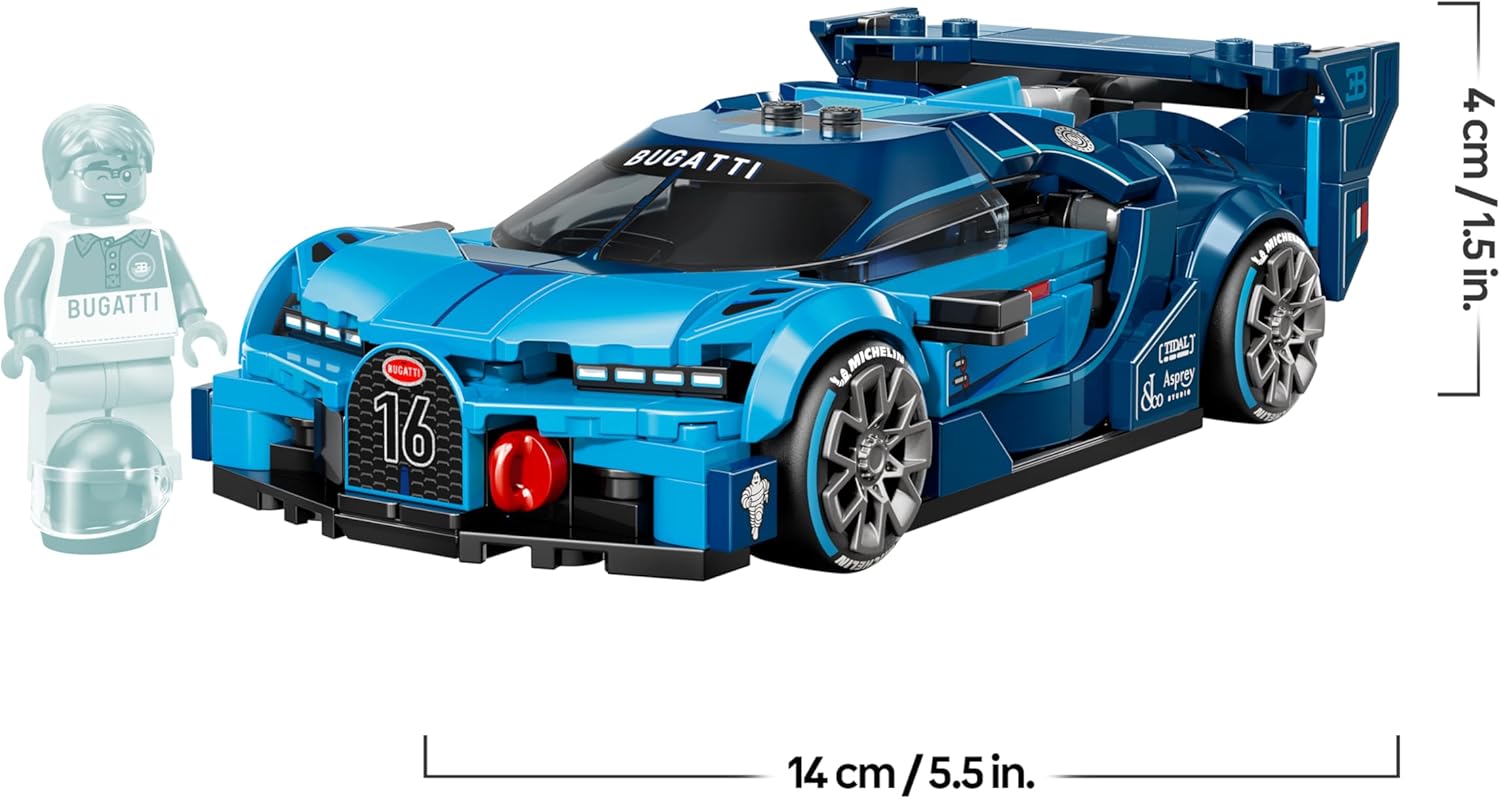 LEGO Speed Champions Bugatti Vision Gran Turismo Hypersportwagen - Modellbau mit sammelbarer Fahrer Minifigur - 77253