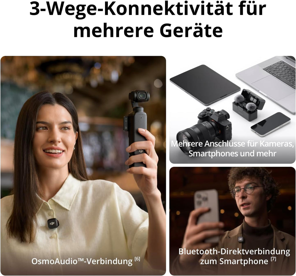 DJI Mic 3 (1 Sender + 1 Empfänger), drahtloses Lavalier-Mikrofon für iPhone/Kamera/Android