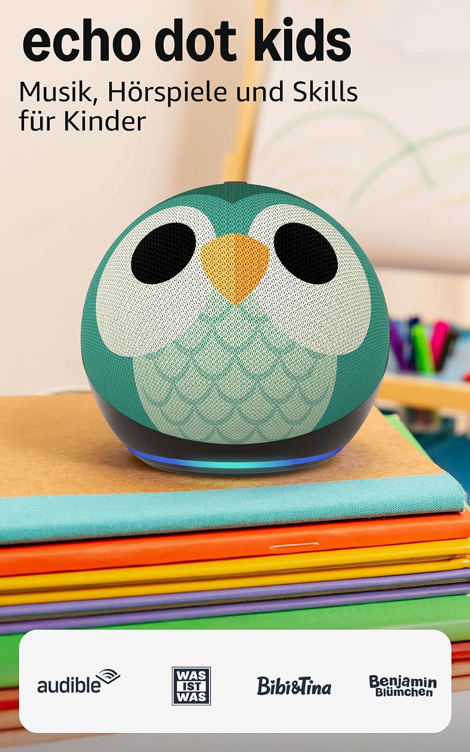 Echo Dot Kids (Neueste Generation) | Smarter WLAN- und Bluetooth-Lautsprecher Eulen-Design, mit Alexa+ Early Access