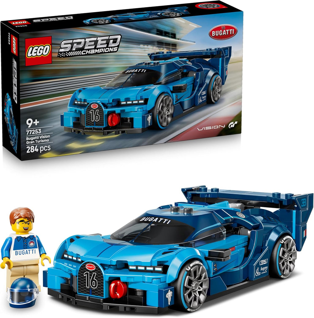 LEGO Speed Champions Bugatti Vision Gran Turismo Hypersportwagen - Modellbau mit sammelbarer Fahrer Minifigur - 77253