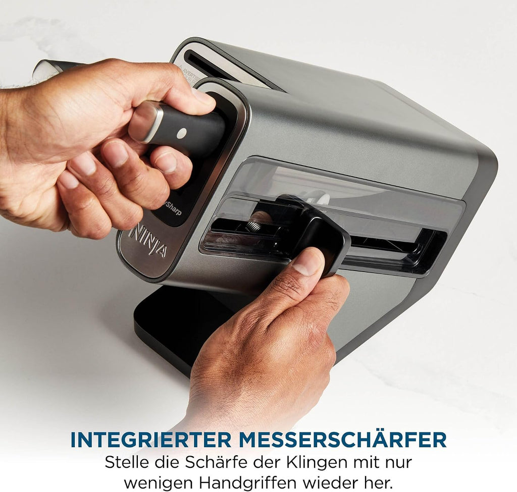 Ninja Foodi StaySharp Messerblock, 6-teiliges Set, Edelstahl, mit integriertem Schärfer